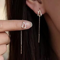 Pendientes Largos Mujer Dorados Atentuyi Cz Stud Pendientes Oro Threader Pendientes Cadena Gota Pendientes Cadena Larga Pendientes Cadena Borla Pendientes Cadena Colgante Pendientes Lágrima Cz Pendientes Joyas para Mujeres y Niñas