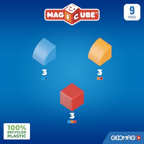 Image of Geomag Magicube Magnetic Blocks for Toddlers Ages 1-5 | Swiss-Made STEM Building Toy Sets | Multiple (MAGICUBE 9PCS)
