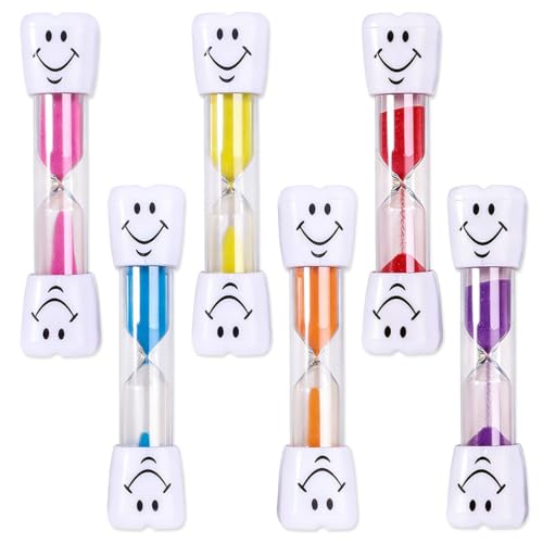 6 Pezzi Clessidra Timer, Clessidra Bambini, Bambini di Plastica Infrangibile 3 Minuti, per Fetto come Timer Visivo Bambini, Educativo o come Clessidra Bomboniera