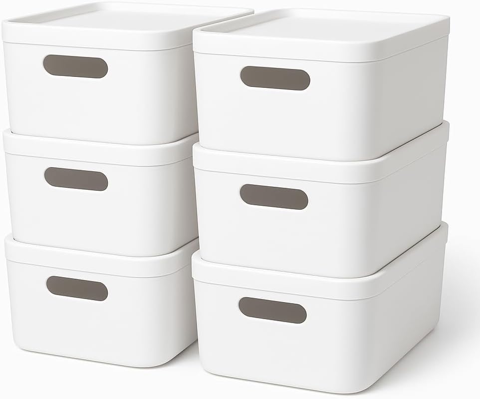 Cajas apilables con tapa blancas (pack de 6)