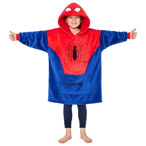 Bluza Polarowa Marvel Spiderman dla Chłopców i Nastolatków - Przytulny Koc z Kapturem w Jednym Rozmiarze - Prezenty Spiderman dla Chłopców