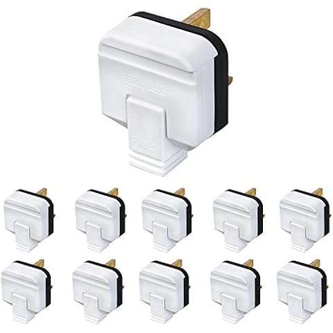 10x BG PERMAPLUG HDPT13W Heavy Duty Hard Rubber Composite 3 Pin 13A Fused Plug White Cover