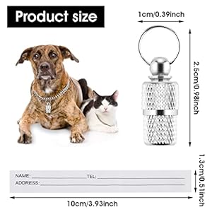 Anti-Lost Cat Dog ID Tags, 6 Pieces Pet Barrel Tube Collars Address Name Label Prevent Pet Lost