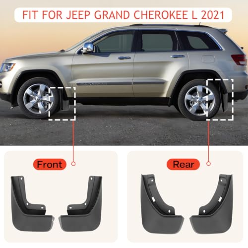 Image of Mud Flaps Splash Guards for Jeep Grand Cherokee L 2024 2023-2021 | No Drilling Required Bendable Mud Guards | Front & Rear 4-Piece Set Car Accessories