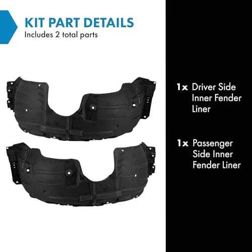 Image of TRQ Front Driver and Passenger Side Inner Fender Liner Set Compatible with 2016-2022 Lexus RX350 RX450h 2018-2022 RX350L RX450hL