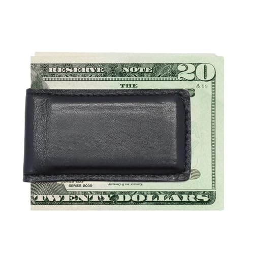 Real Leather Creations Magnetic Money Clip for Men - Genuine Leather Clip Holds 12 to 15 Bills