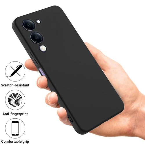 Image of Back Cover for iQOO Z10 Lite 5G | Full Camera Protection | Premium Liquid Silicon Case | Flexible Bumper Case for iQOO Z10 Lite 5G / Vivo Y04 4G / Y19e 4G /Y19 5G /Y29s 5G / T4 Lite 5G (Black)