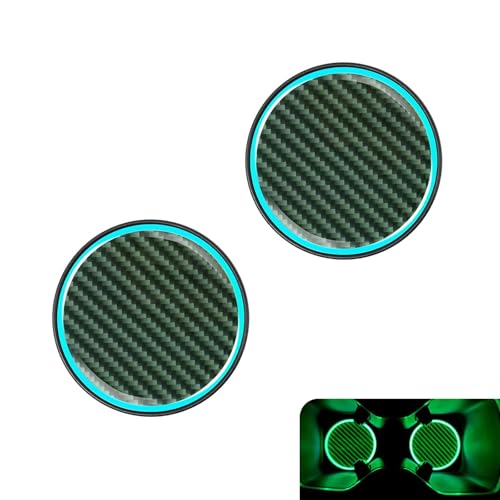2PCS Portavasos Automotriz con Luz y Diseño Fibra Carbono miniatura 1