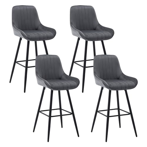 WOLTU 4×Tabourets de Bar Hauts avec Dossier, Chaise Moderne avec Repose-Pieds Carré, Tabouret...