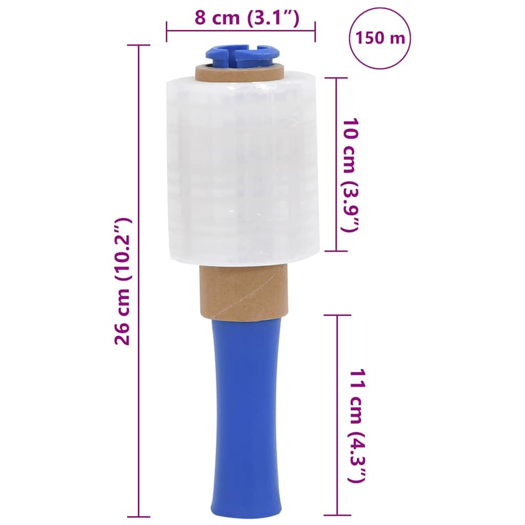 Stretchfolien 50 Stück transparent 23 µm 10 cm x 150 m PE Verpackungsmaterial mit Griff für Kartonage Versandbedarf Polsterfolie Füllmaterial Schutz bei Transport und Lagerung