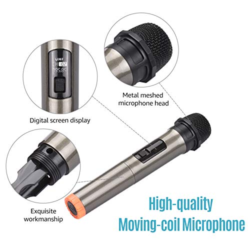 Eastdall Microfone De Mão Sem Fio,Microfone sem fio de mão UHF Dynamic Mic com mini receptor portáti