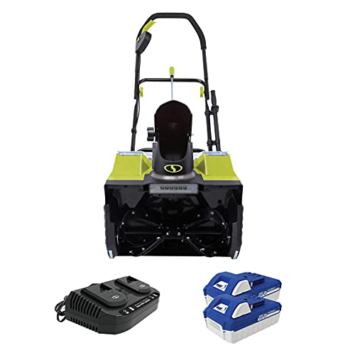 Snow Joe 24V-X2-SB18-SJG 48-Volt IONMAX Cordless Snow Blower Kit, 18-Inch, w/ 2 x 4.0-Ah Batteries and Charger (Green)
