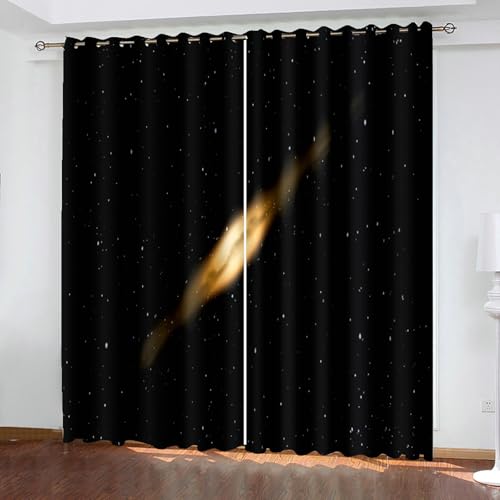 Beydodo Cortinas Blackout Habitacion 2 Piezas 152 cm Ancho, Cielo Estrellado, Cortinas Habitacion Modernas con Ojales, (Negro, 152x214cm)