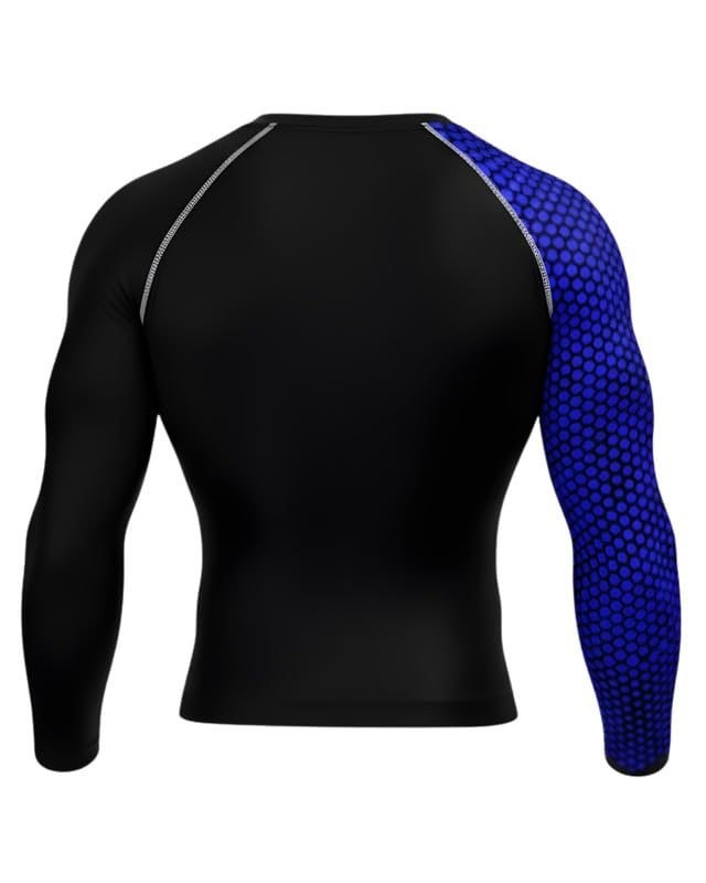 Image of Mens Gym Compression T-Shirt | Polyester Full Sleeve Sports Wear and Rash Guard for Training Workout and Athletic Activewear