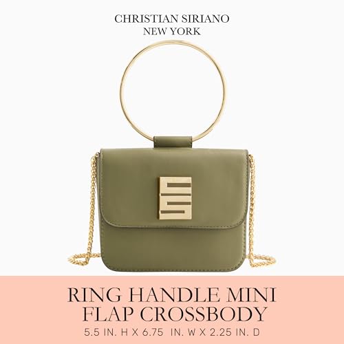 Image of Christian Siriano New York Women's Crossbody Bag Purse, Mini Flap Shoulder Handbag with Ring Handle and Chain Strap