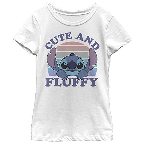 Disney Lilo & Stitch Cute and Fluffy Girl's Solid Crew Tee