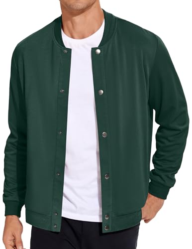 Image of COOFANDY Men's Casual Lightweight Jacket Baseball Letterman Snap Button Jacket