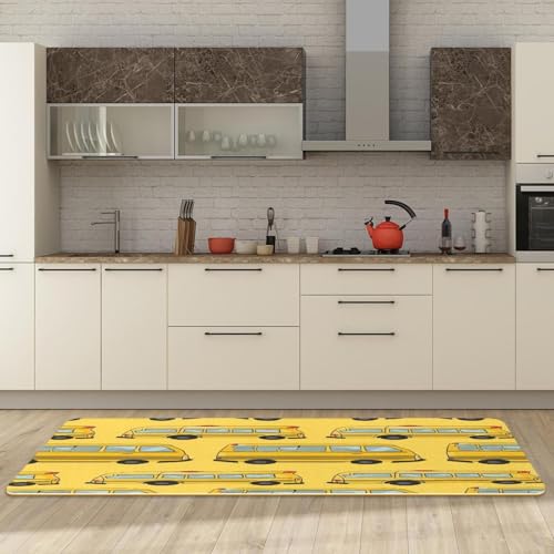 Tapete de cocina de autobús escolar que alegra y protege tu hogar con su diseño animado 3