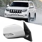 Passenger Side Mirror Fit for 2012-2016 Toyota Land Cruiser Prado LC200 Side Mirror Replacement Side Mirror Assembly Rear View Mirror Accessories Side View Mirror Turn Light, Electric Adjustment