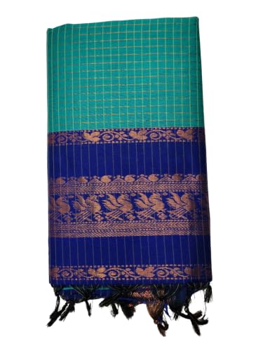 Image of Pure Kalyani Cotton Saree | Zari Border & Blouse Piece - Lata Gadwal Design | Traditional Saree