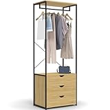 IDMarket - Kleiderschrank mit 3 Schubladen, Länge 60 cm, Detroit Industriedesign