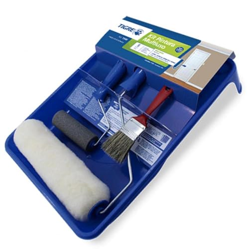 Kit para Pintura Pratico 5 Peças, Tigre 61540000, Azul, 23cm