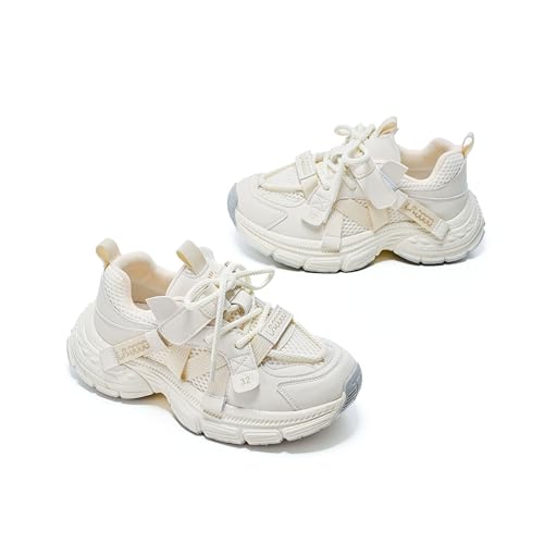 Kids Unisex Fashion Sport Sneakers, Chic Microfiber Ribbon, Chunky Platform Athletic, Mesh/Synthetic Leather Upper Available, Hook and Loop with Laces, EVA SBS-Blend Sole4