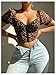 SOLY HUX Women's Leopard Print Front Closure Push Up Bustier Corsets Short Sleeve Sweetheart Neck Crop Tops Brown Leopard X-Large