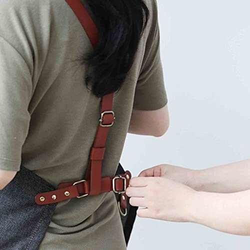 Delantales de Trabajo para Hombres con Bolsillos Delantal de Mezclilla para Mujeres Espalda Cruzada Ajustable con Bolsillos para cocinar Camareros
