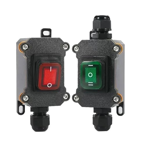 Boîtier électrique étanche PG9 avec interrupteur à bascule double vert 220V - 4