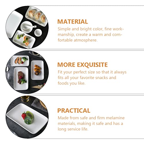 Hemoton 4Pcs White Rectangular Melamine Plates, Dinner Plates Salad Serving Dishes Unbreakable Elegant Dinnerware Microwave Dishwasher Oven Safe #TOP4