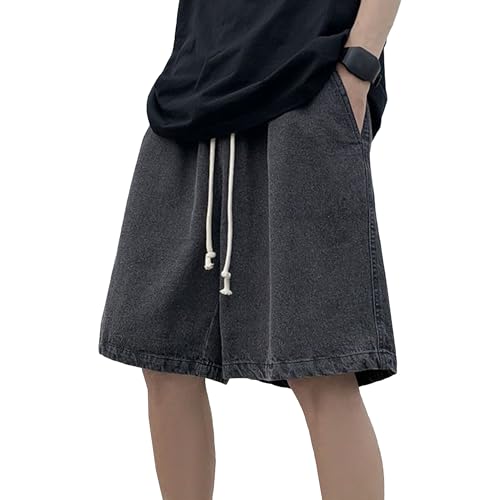 Shorts de mezclilla para hombre con cintura elástica y cordón