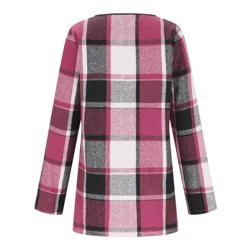 women's Fashion Flannel Shirts 2025 Casual Long Sleeve Plaid Shacket Fall Trendy Outwear Baggy Flannel Jacket Coat4