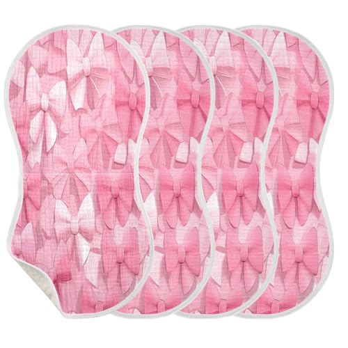 JUZIHAI 2Pack Bows Baby Burp Cloths Soft Cotton Burp Rags,Super Absorbent Burp Cloth Bag for Newborn Baby Boys/Girls3