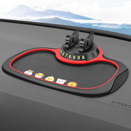 STOBBEY Multifunction Car Phone Holder Anti-slip Dashboard Vehicle Cellphone Mobile Phone Pad Universal Silicone Phone Mount with Temporary Parking Number Display