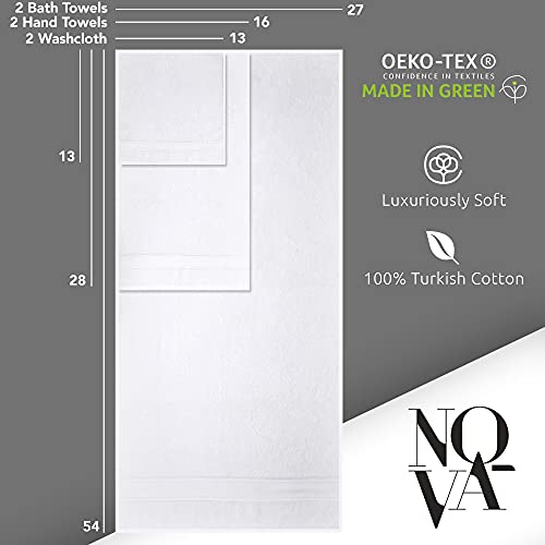 Nova Luxury Linen - Hotel Quality Turkish Towel Set For Bathroom (6 Pcs Towel Set, Pure White) #TOP1