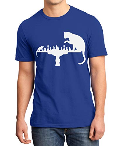 Image of Caseria Men's Cotton Printed T-Shirt -Cat Rat Chess | 100% Cotton | Half Sleeves | Regular Fit | Printed | Round Neck | Graphic T Shirt