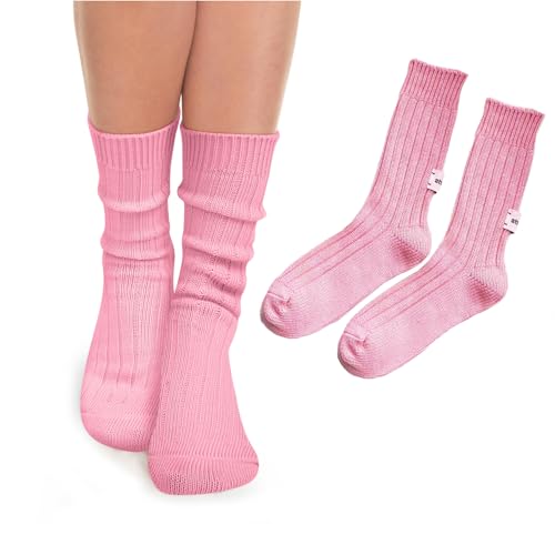Image of Benefeet Sox Crew Socks for Women Retro Cotton Ribbed Knit Casual Socks Solid Color Athletic Sock