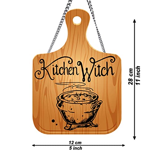 Image of PNF Poster And Frames Kitchen Witch Quote Wall art & Door Hanging Frame For Kitchen, Dining, restaurants Decor | Walland home Decor for Living Room | Room Decor Wall Decor Items For Bedroom | (Wooden, 11x9 Inch,Brown)-86-2