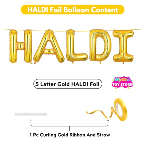 Image of Haldi Banner Gold for Wedding Home Boys Girls Men Women Foil Balloon Decoration Decor Celebration Golden