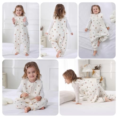 Image of Miracle Baby Sleep Sack with Feet, 1.0 TOG Sleeveless Sleeping Sack with Legs, Breathable Cotton Sleeping Bag for Toddlers