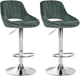 Photo Gallery clp set di 2 sgabelli da bar milet con rivestimento in velluto i sgabello da bar girevole con schienale e poggiapiedi, colore:verde, materiale base:metallo effetto cromato Photo Gallery clp set di 2 sgabelli da bar milet con rivestimento in velluto i sgabello da bar girevole con schienale e poggiapiedi, colore:verde, materiale base:metallo effetto cromato