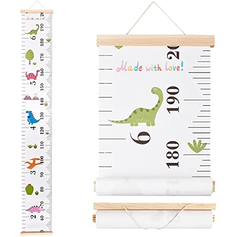 CREATCABIN Dinosaur Growth Chart with Wood Frame Cover
