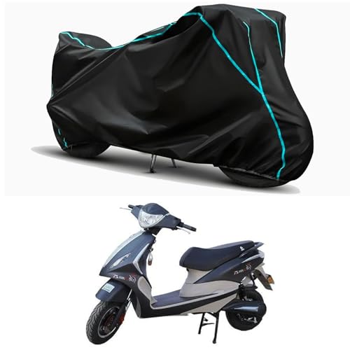 Image of Waterproof Bike Body Cover Compatible for | Tunwal Storm ZX LI | Taffeta Fabric, Sky Piping Design, Bottom Elastic Fit | Dustproof, Sun UV & Rain Protection for All Weather.