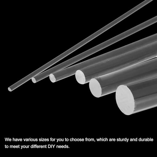 MECCANIXITY 4pcs Acrylic Round Rods 3/16" x 12" Clear Acrylic Dowel Rods Sticks Plastic Sticks Strip for DIY Crafts Lighting Gardening Decorations - 5mm x 300mm - Image 3