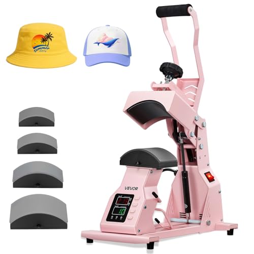 VEVOR Máquina de Prensado Térmico, Prensa de Transferencia Térmica con 4 Platinas Intercambiables, Control Preciso de Tiempo y Temperatura, Máquina de Sublimación HTV para Gorras, Diademas, Rosa VEVOR Máquina de Prensado Térmico, Prensa de Transferencia Térmica con 4 Platinas Intercambiables, Control Preciso de Tiempo y Temperatura, Máquina de Sublimación HTV para Gorras, Diademas, Rosa
