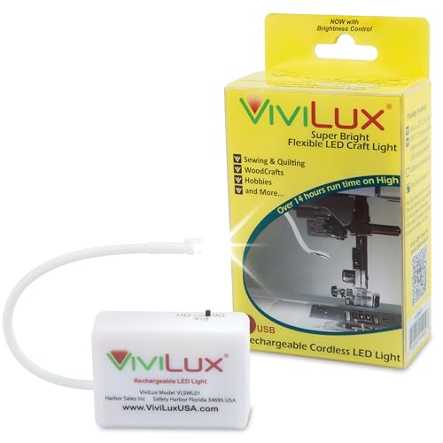 Image of ViviLux Cordless LED Sewing Machine Light, 1200 Lumen, Magnetic Mount | Rare Earth Magnet Mount, Flexible Gooseneck, 20+ Hr Battery, Magnetic LED Hobby Light for Sewing, Quilting & Crafts, Portable