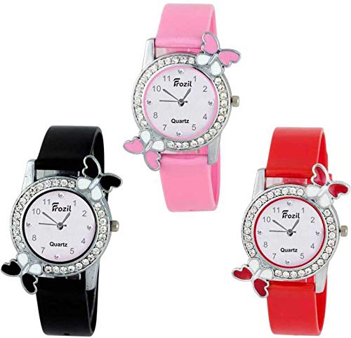 FROZIL Analogue Black Red Pink Dial Plastic Belt Combo Watch for Women (BF B-P-R) (B085KXG474) Amazon Price History, Amazon Price Tracker