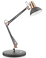 LEPOWER Metal Desk Lamp, Adjustable Goose Neck Architect Table Lamp with On/Off Switch, Swing Arm Desk Lamp with Clamp, Eye-Caring Reading Lamp for Bedroom, Study Room &Office (Sandy Black)