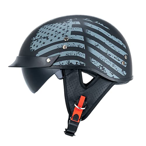 Myamis Mh03 Motorcycle Helmet Fiberglass Dot Half Helmets For Women Men With Face Shield Half Face Helmet Sturdy Open Face Helmet (M, Liberty) #TOP7